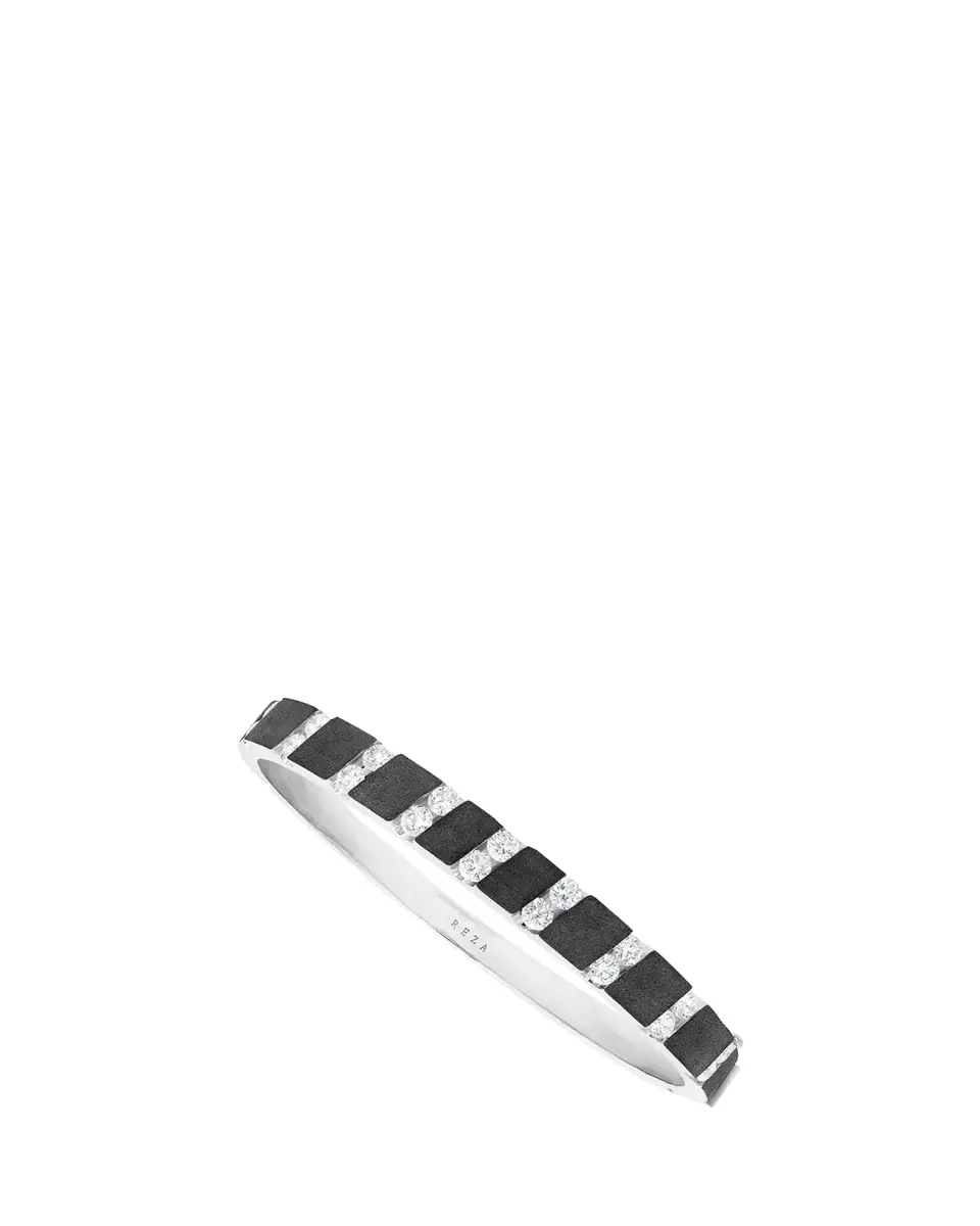 Reza Nexus Blackened and 18K White Gold Alternating Diamond Bangle | Thumbnail 2