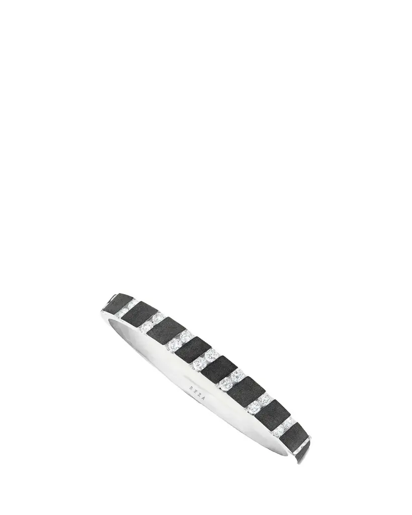 Reza Nexus Blackened and 18K White Gold Alternating Diamond Bangle