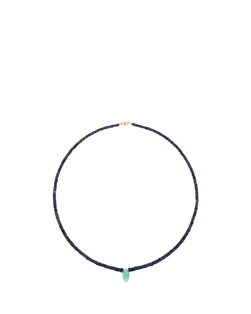 14K Yellow Gold, Sapphire & Amazonite Beaded Necklace 14K Yellow Gold, Sapphire & Amazonite Beaded Necklace