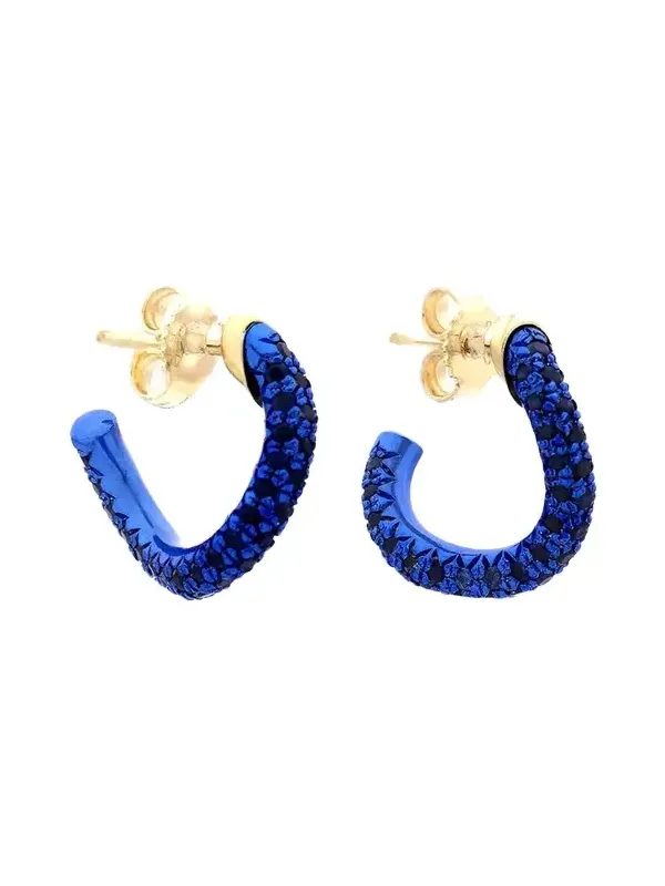 FARAONE MENNELLA by R.F.M.A.S. 18K Yellow Gold Wave Drop Earrings with Blue Sapphires