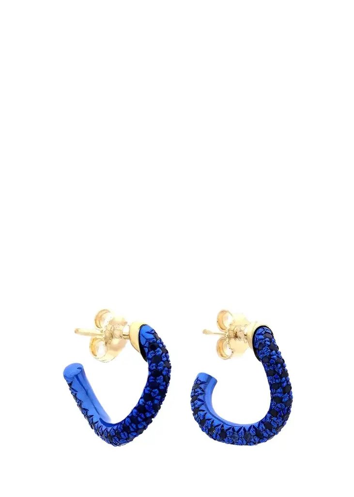 18K Yellow Gold Wave Drop Earrings with Blue Sapphires