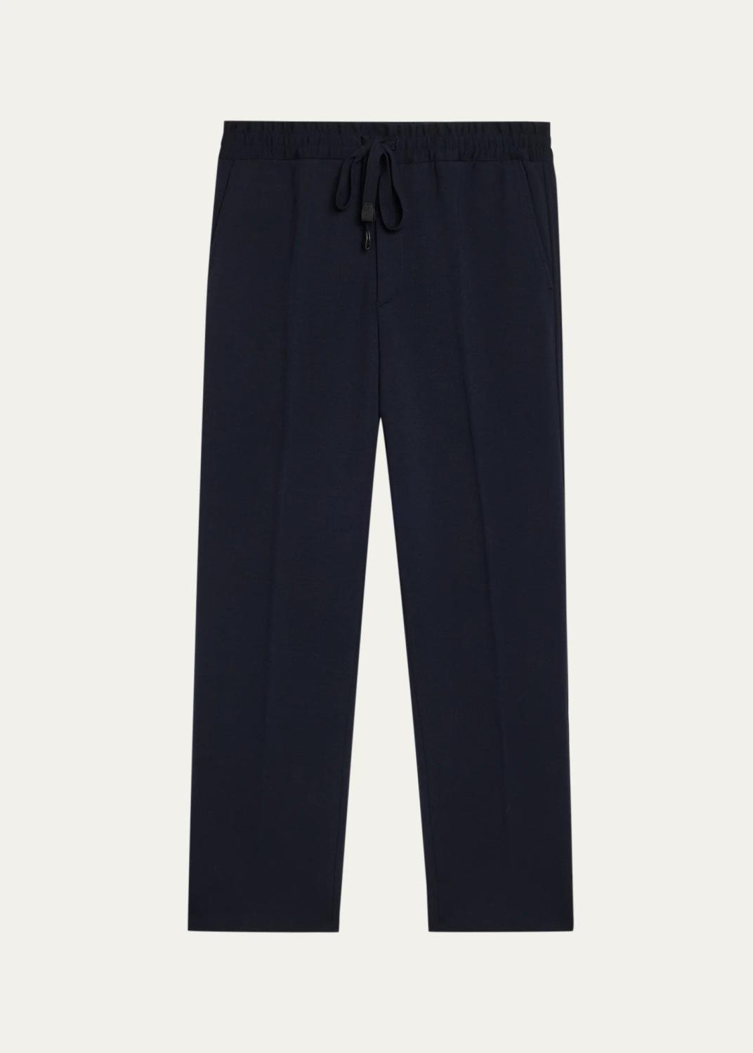 Brioni Men's Asolo Wool Jersey Straight-Leg Drawstring Trousers