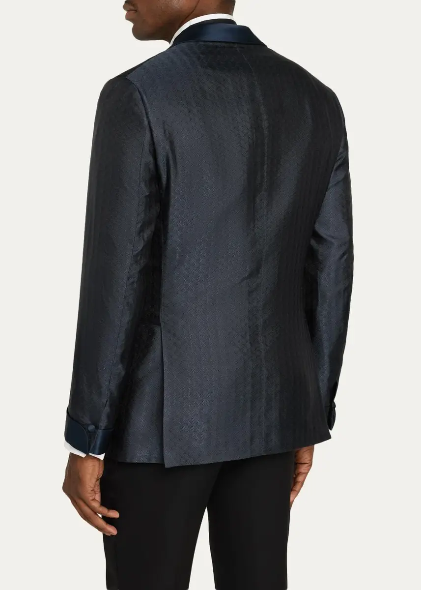Brioni Men's Wool Jacquard Shawl-Lapel Single-Button Dinner Jacket | Thumbnail 3 Brioni Men's Wool Jacquard Shawl-Lapel Single-Button Dinner Jacket | Thumbnail 3