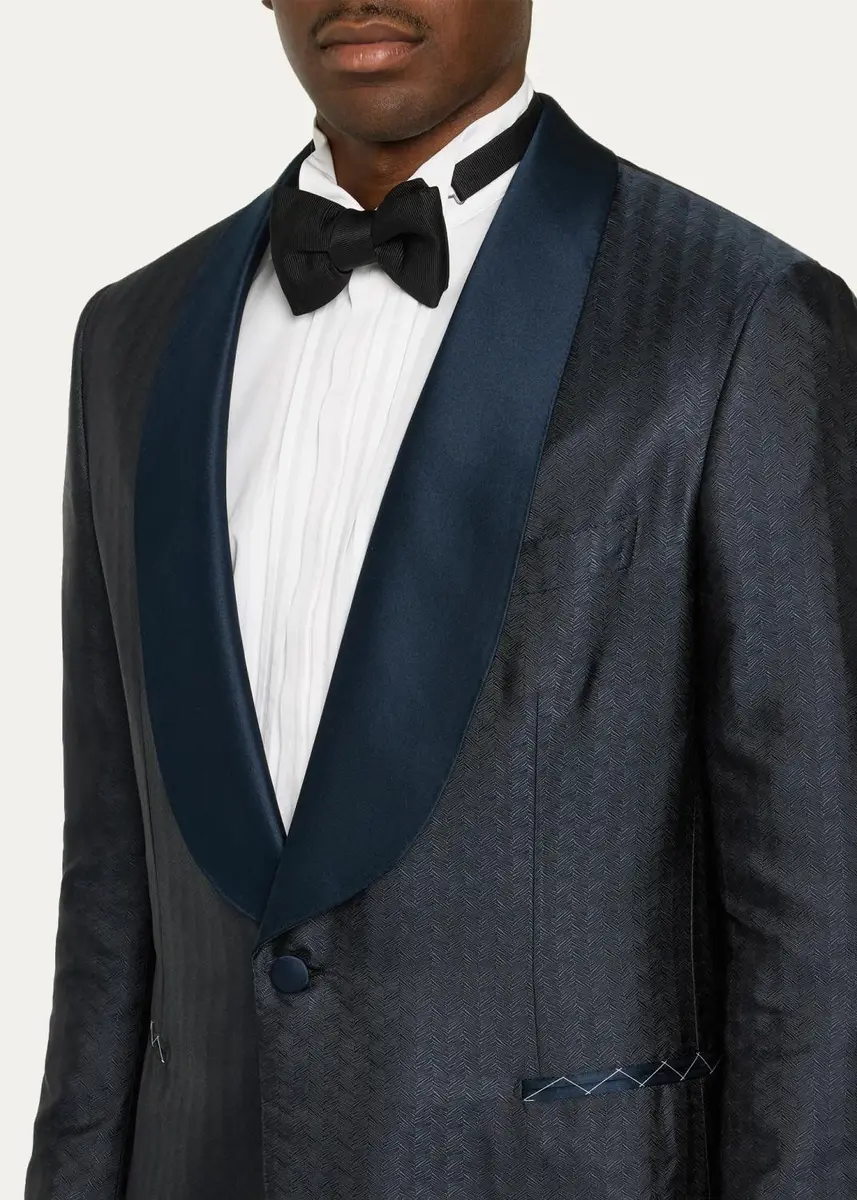 Brioni Men's Wool Jacquard Shawl-Lapel Single-Button Dinner Jacket | Thumbnail 5 Brioni Men's Wool Jacquard Shawl-Lapel Single-Button Dinner Jacket | Thumbnail 5