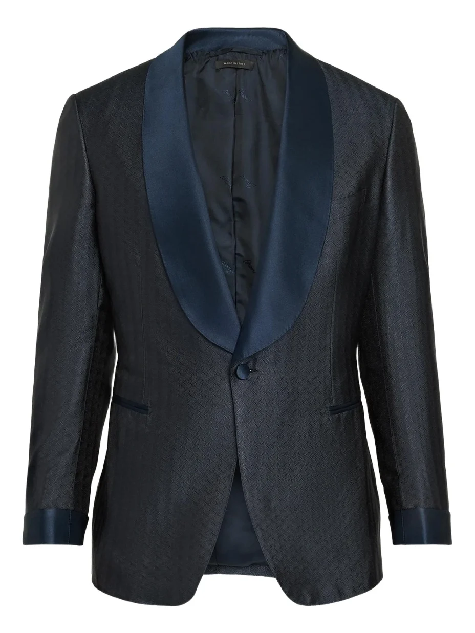 Brioni Men's Wool Jacquard Shawl-Lapel Single-Button Dinner Jacket