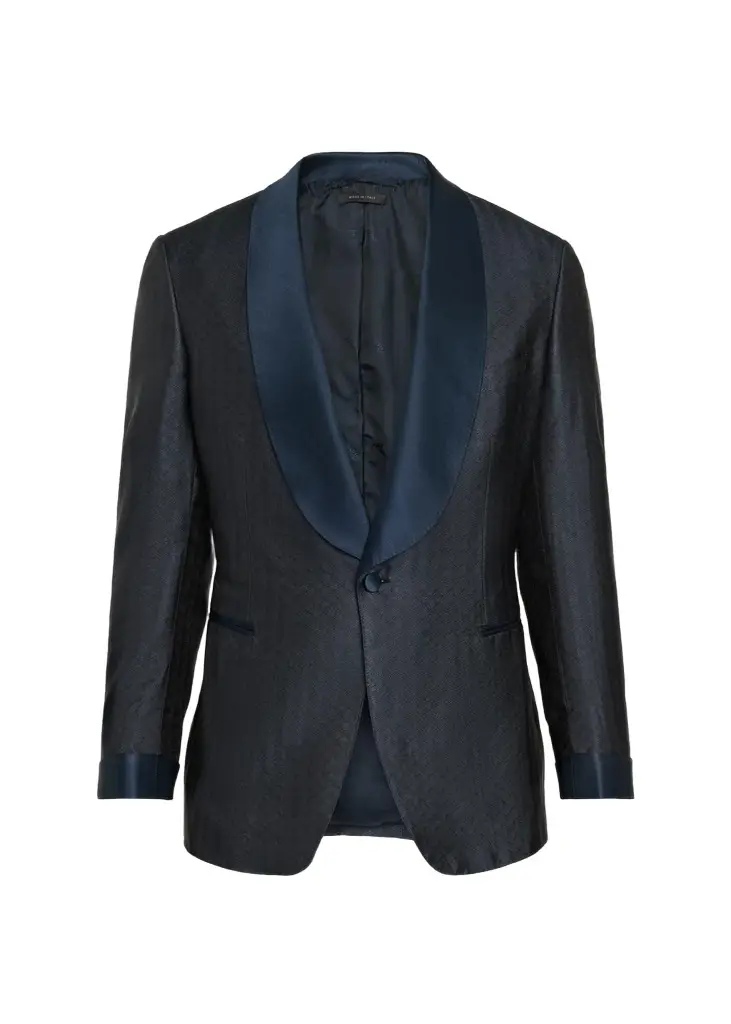 Men's Wool Jacquard Shawl-Lapel Single-Button Dinner Jacket Men's Wool Jacquard Shawl-Lapel Single-Button Dinner Jacket