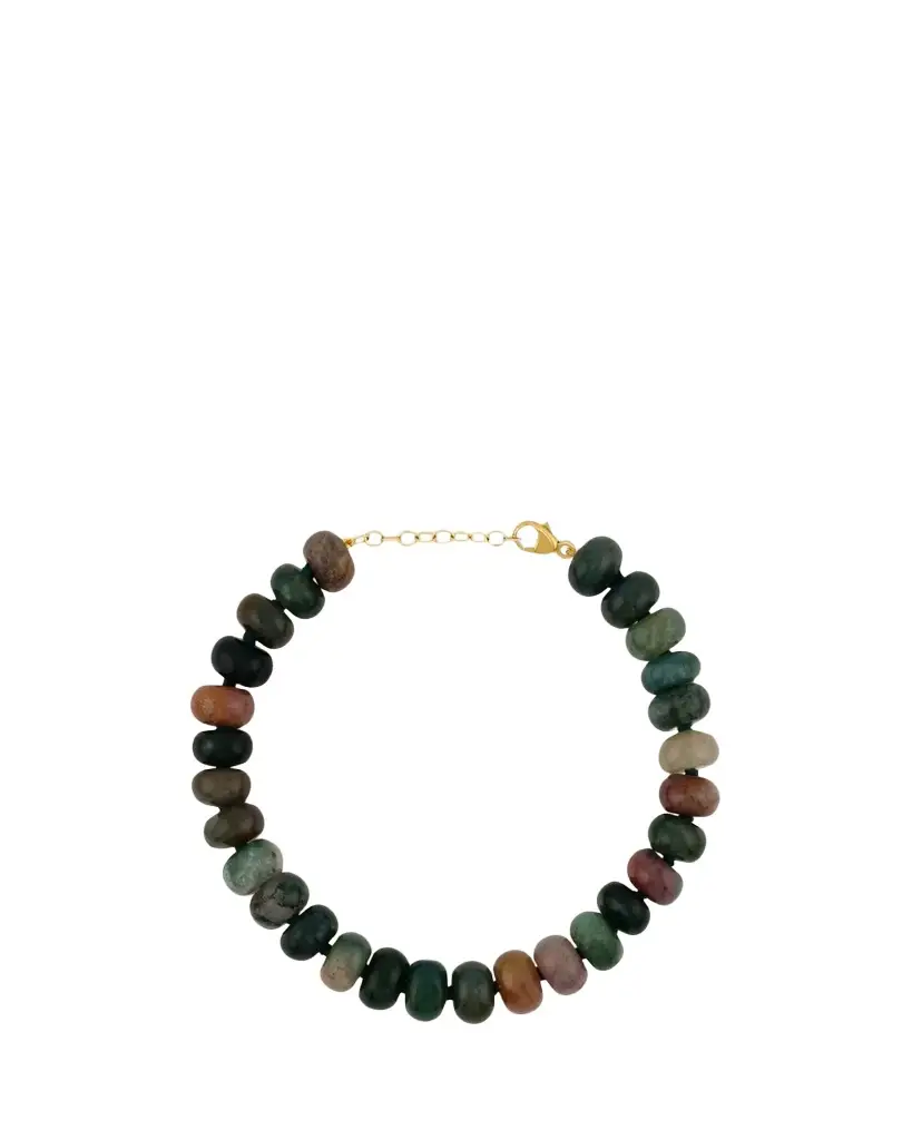14K Yellow Gold & Moss Agate Beaded Bracelet 14K Yellow Gold & Moss Agate Beaded Bracelet