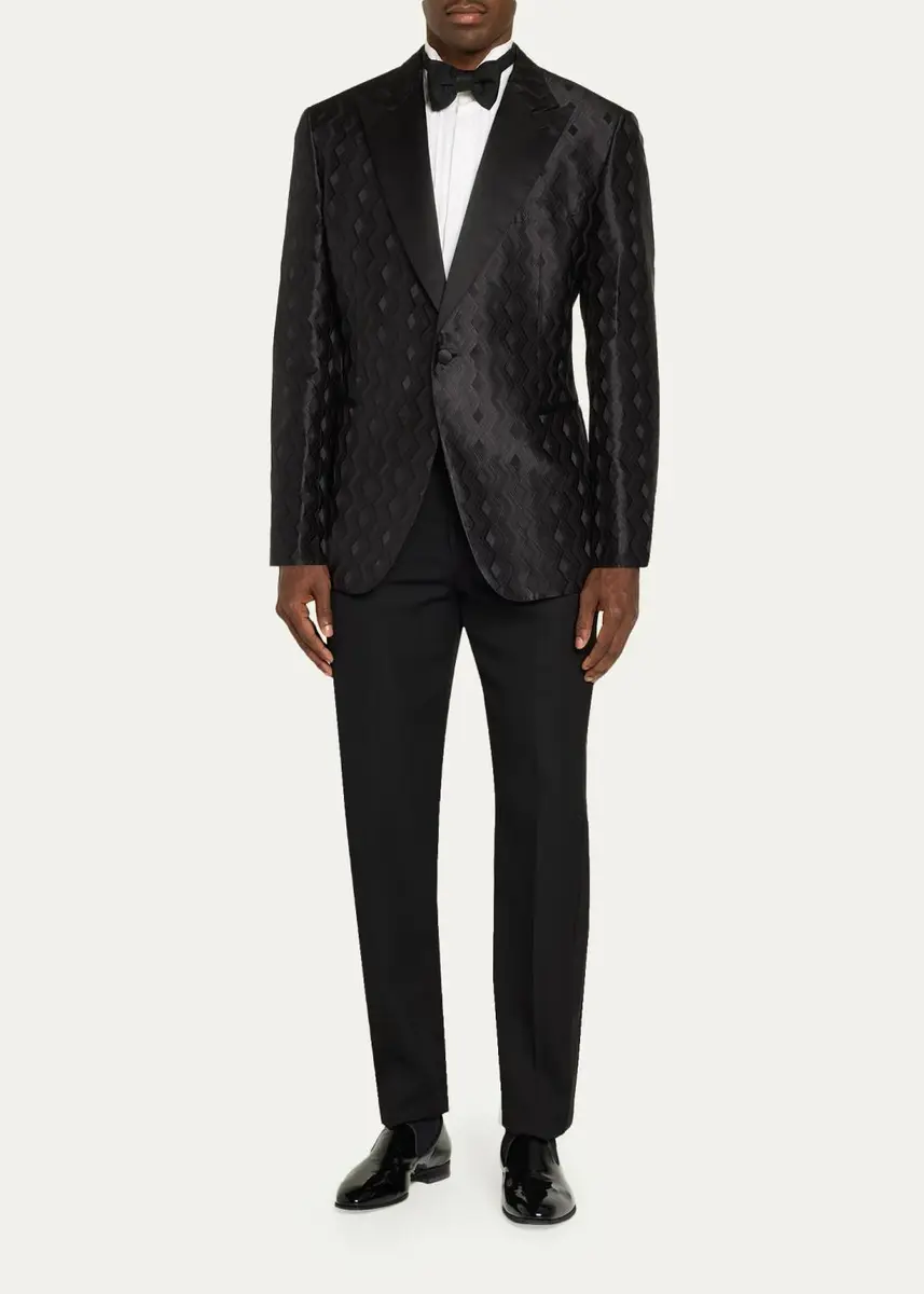 Brioni Men's Wool Jacquard Single-Button Dinner Jacket | Thumbnail 2 Brioni Men's Wool Jacquard Single-Button Dinner Jacket | Thumbnail 2