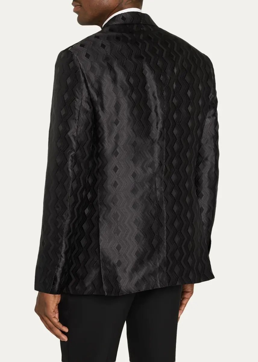 Brioni Men's Wool Jacquard Single-Button Dinner Jacket | Thumbnail 3 Brioni Men's Wool Jacquard Single-Button Dinner Jacket | Thumbnail 3