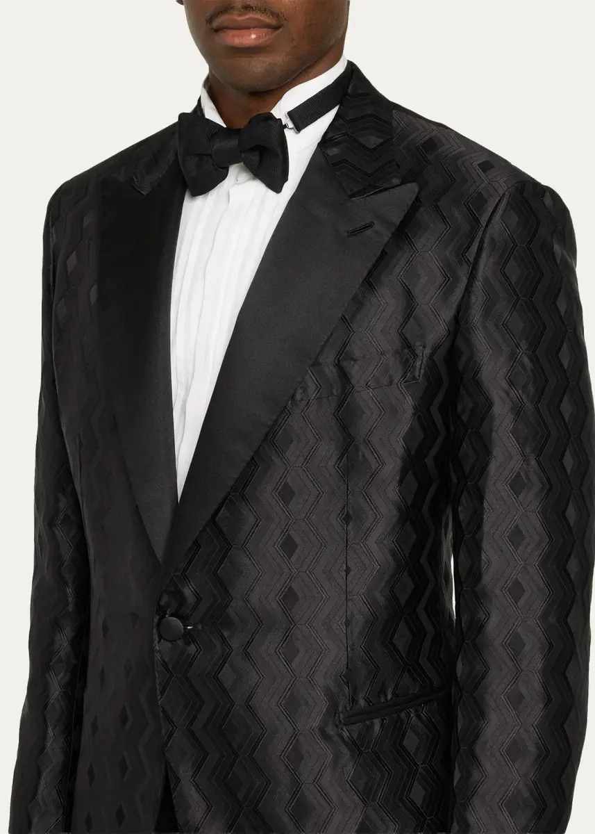 Brioni Men's Wool Jacquard Single-Button Dinner Jacket | Thumbnail 5 Brioni Men's Wool Jacquard Single-Button Dinner Jacket | Thumbnail 5