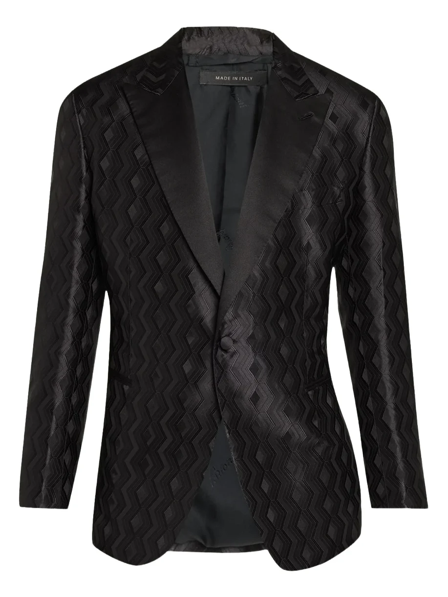 Men's Wool Jacquard Single-Button Dinner Jacket