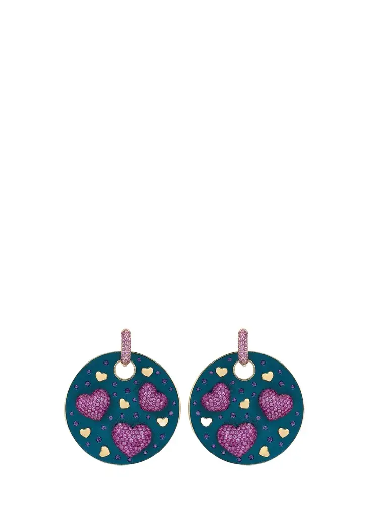 Amore Mediterraneo 18K Yellow Gold Pink Sapphire Drop Earrings
