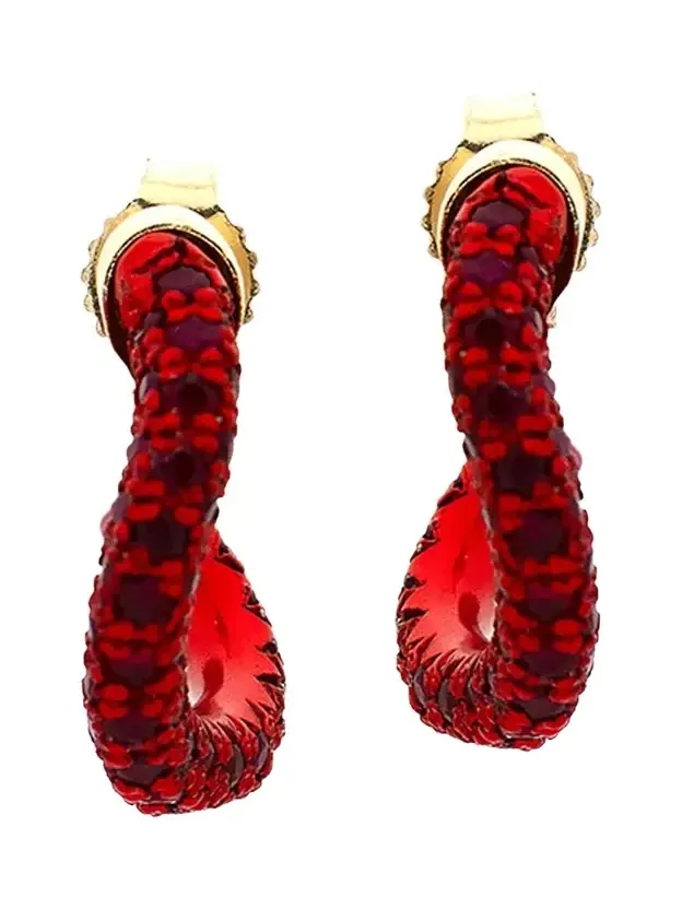 FARAONE MENNELLA by R.F.M.A.S. 18K Yellow Gold Wave Drop Earrings with Rubies