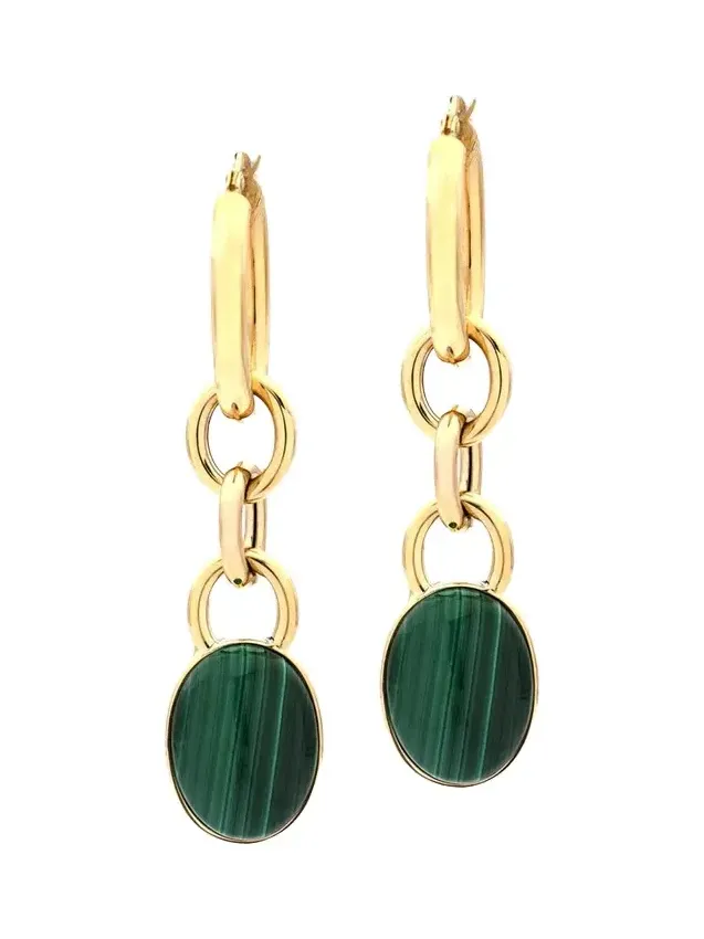 FARAONE MENNELLA by R.F.M.A.S. Marisa 18K Yellow Gold Drop Earrings with Malachite