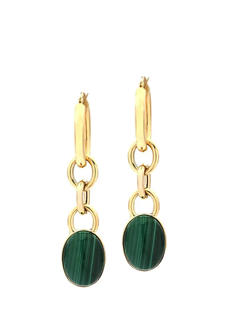 Marisa 18K Yellow Gold Drop Earrings with Malachite