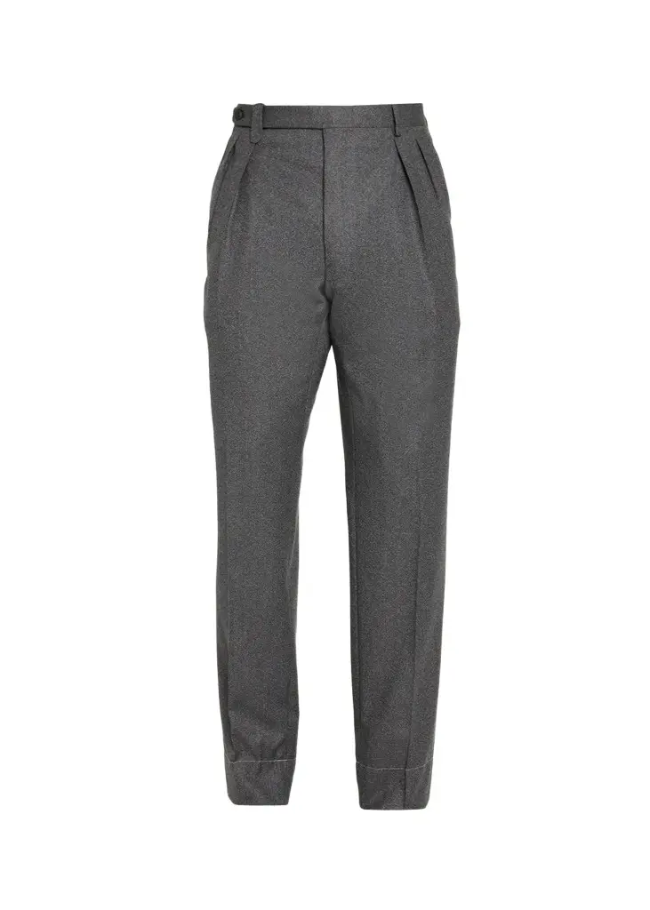 Brioni Men's Elba Wool Flannel Double-Pleated Trousers