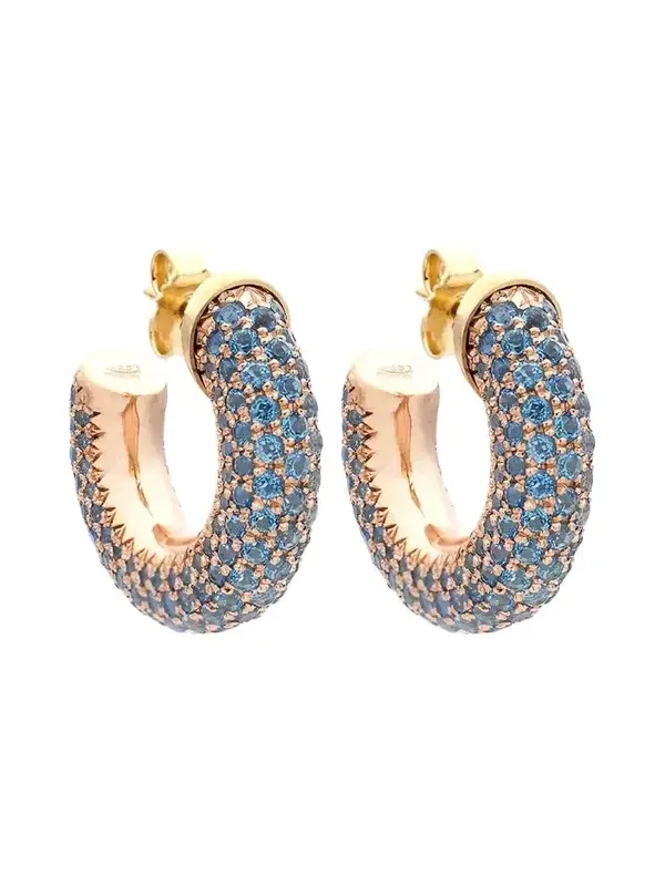 FARAONE MENNELLA by R.F.M.A.S. 18K Barbarella Hoop Earrings with Blue Topaz
