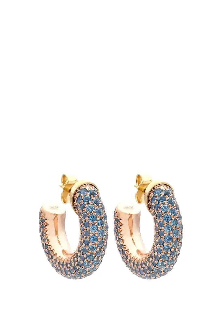18K Barbarella Hoop Earrings with Blue Topaz
