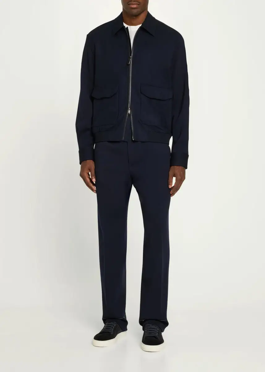 Brioni Men's Wool Jersey Full-Zip Blouson | Thumbnail 2 Brioni Men's Wool Jersey Full-Zip Blouson | Thumbnail 2