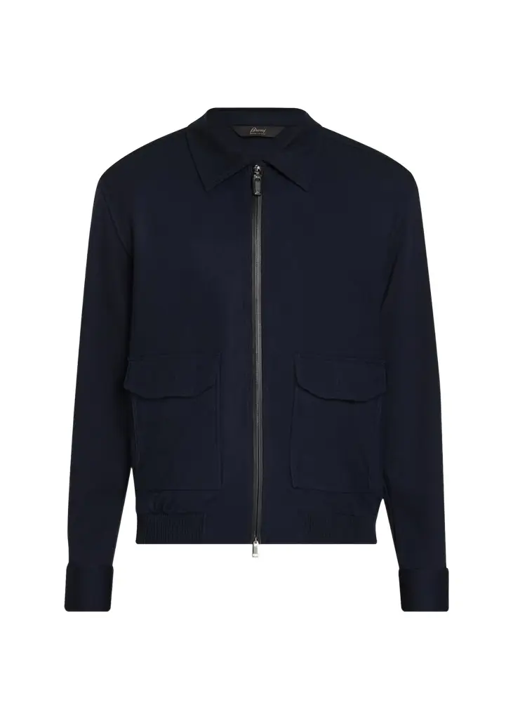 Brioni Men's Wool Jersey Full-Zip Blouson