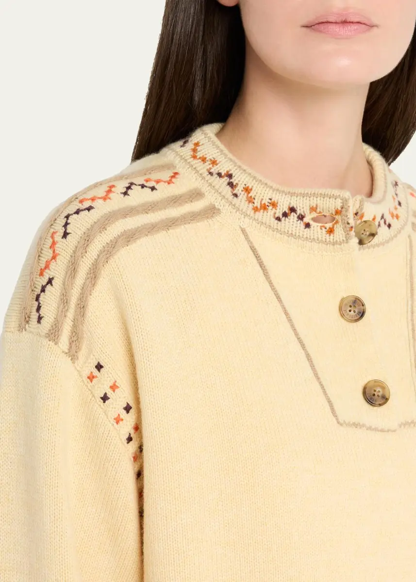 Guest In Residence Fisherman Embroidered Cashmere-Wool Henley Sweater | Thumbnail 5 Guest In Residence Fisherman Embroidered Cashmere-Wool Henley Sweater | Thumbnail 5