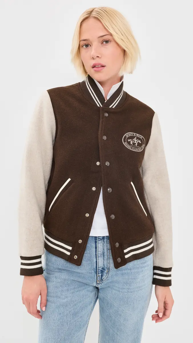 Sporty & Rich Diana Riding Club Wool Varsity Jacket | Thumbnail 2 Sporty & Rich Diana Riding Club Wool Varsity Jacket | Thumbnail 2