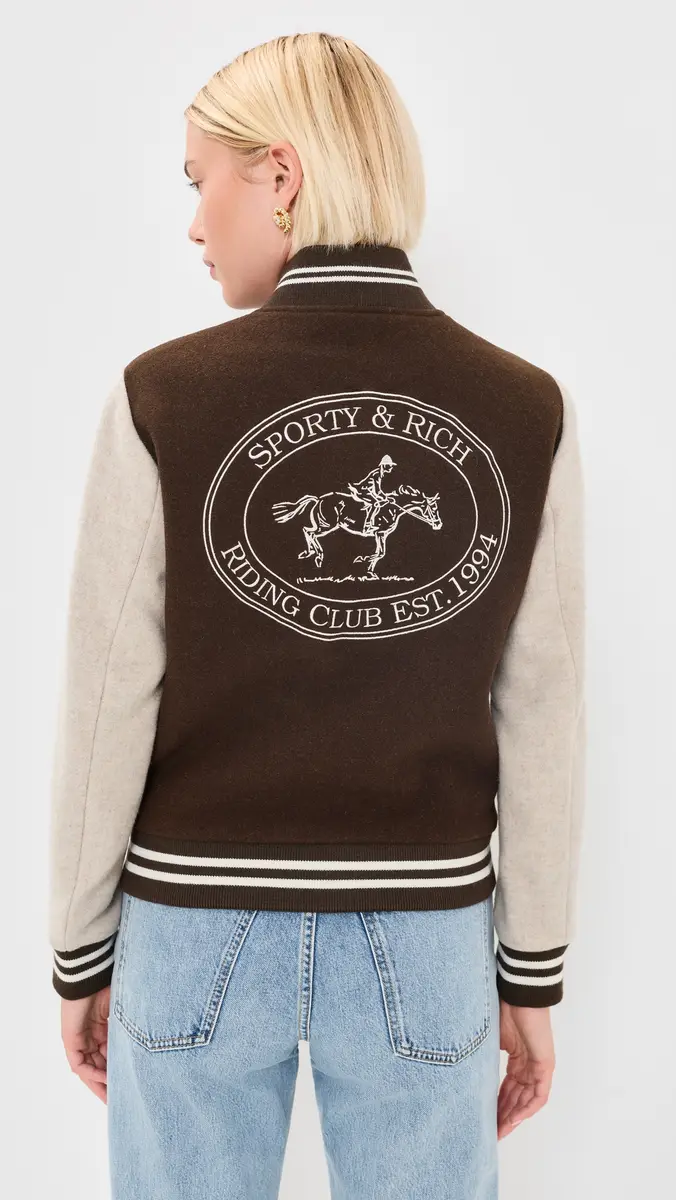 Sporty & Rich Diana Riding Club Wool Varsity Jacket | Thumbnail 3 Sporty & Rich Diana Riding Club Wool Varsity Jacket | Thumbnail 3