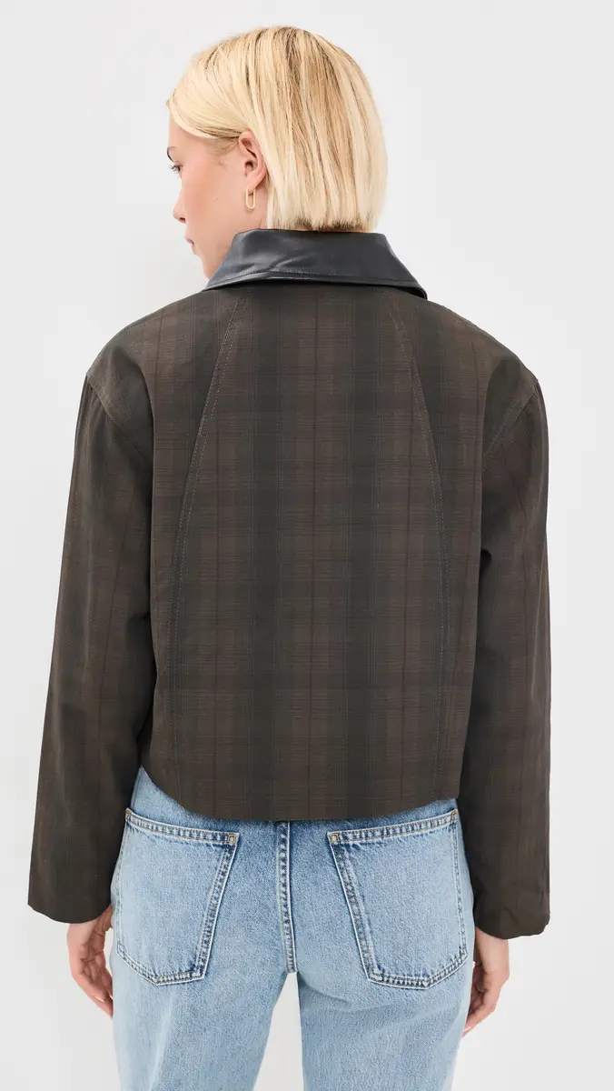 Moon River Contrast Collar Plaid Jacket | Thumbnail 3 Moon River Contrast Collar Plaid Jacket | Thumbnail 3