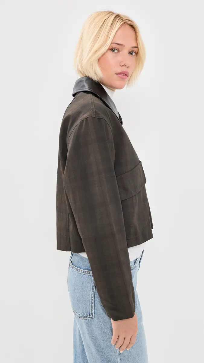 Moon River Contrast Collar Plaid Jacket | Thumbnail 4 Moon River Contrast Collar Plaid Jacket | Thumbnail 4