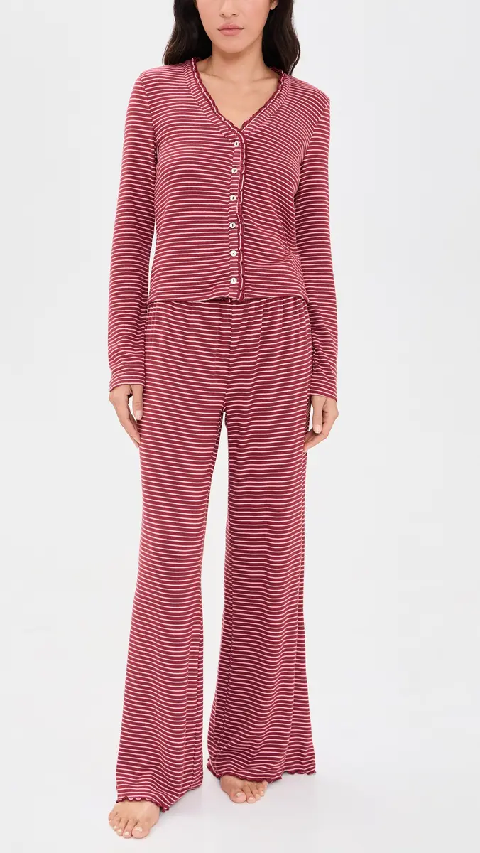 PJ Salvage Pretty Stripes Henley Cardigan | Thumbnail 5 PJ Salvage Pretty Stripes Henley Cardigan | Thumbnail 5