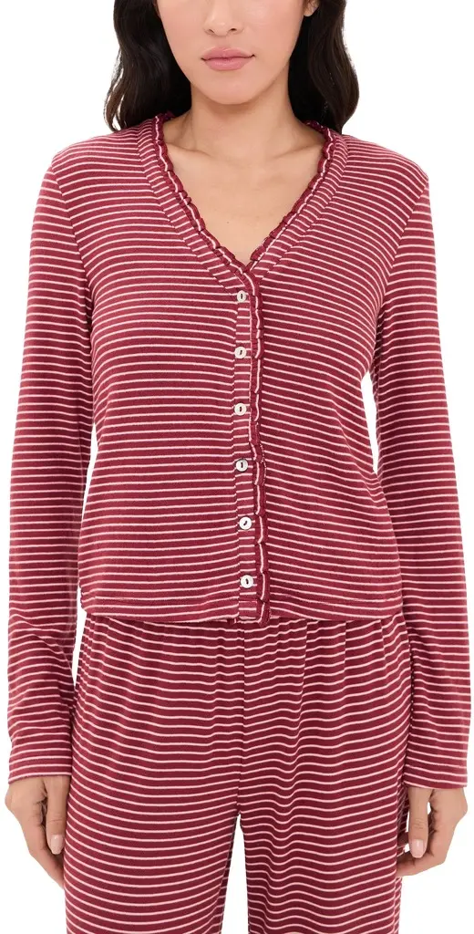 PJ Salvage Pretty Stripes Henley Cardigan