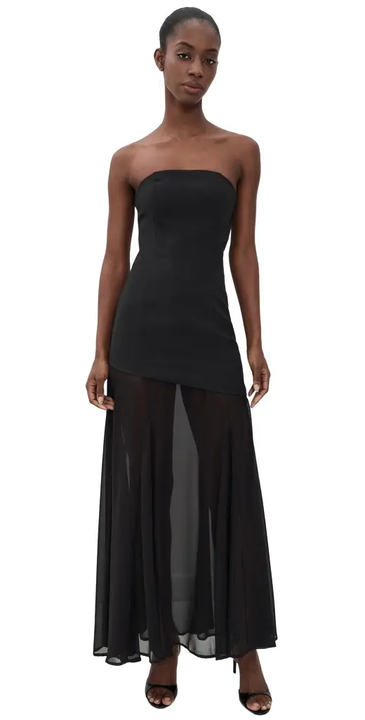 endless rose Strapless Combined Godet Dress