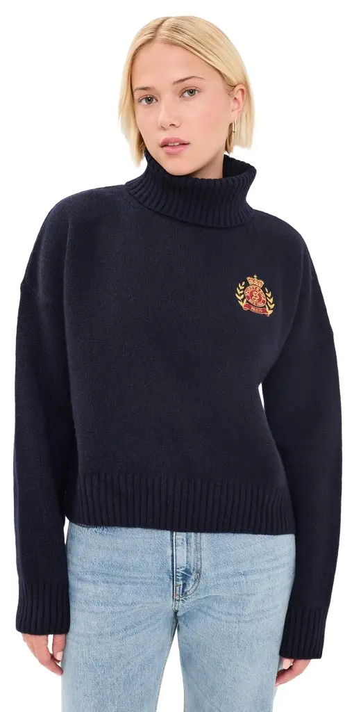 Sporty & Rich NY Crest Wool Turtleneck