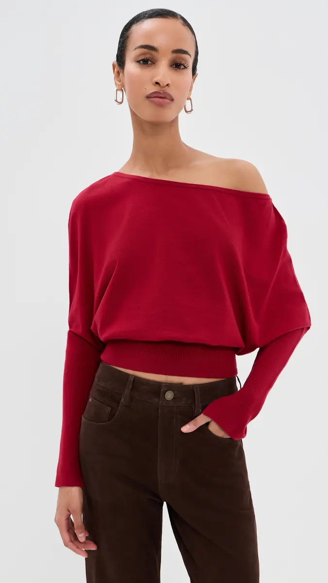 Simkhai Lavina Draped Off Shoulder Sweater | Thumbnail 2 Simkhai Lavina Draped Off Shoulder Sweater | Thumbnail 2
