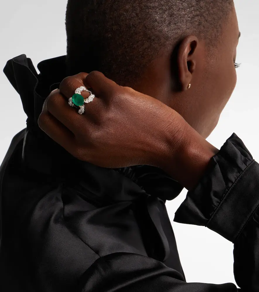 YEPREM Reign Supreme 18kt white and yellow gold ring with emerald and diamonds | Thumbnail 3