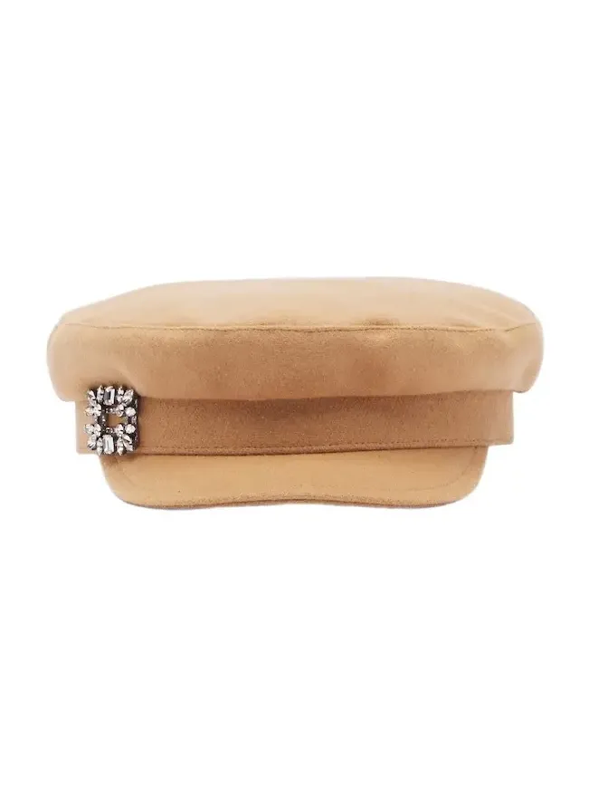 Embellished wool-blend newsboy cap