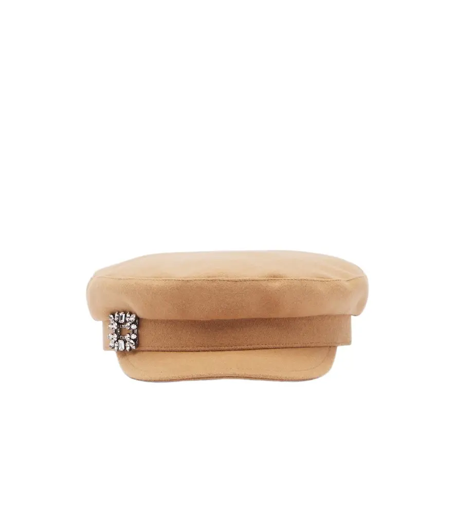 Embellished wool-blend newsboy cap