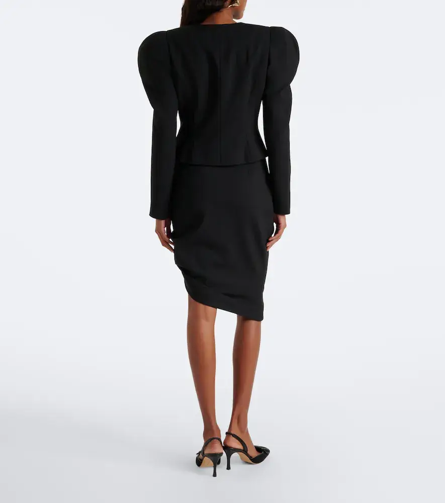 Carolina Herrera Asymmetric gathered wool-blend midi skirt | Thumbnail 2 Carolina Herrera Asymmetric gathered wool-blend midi skirt | Thumbnail 2