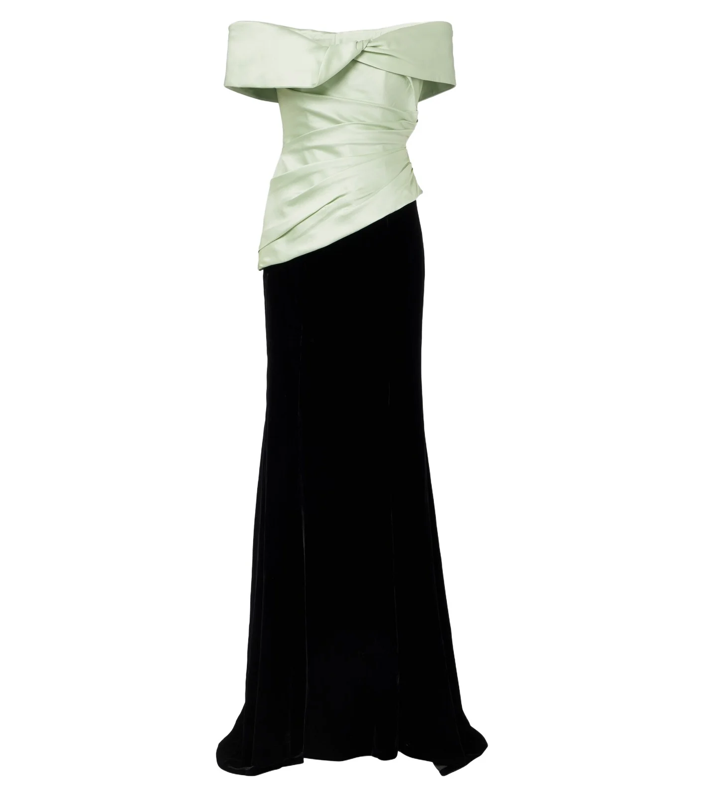 Devina pleated off-shoulder corset gown