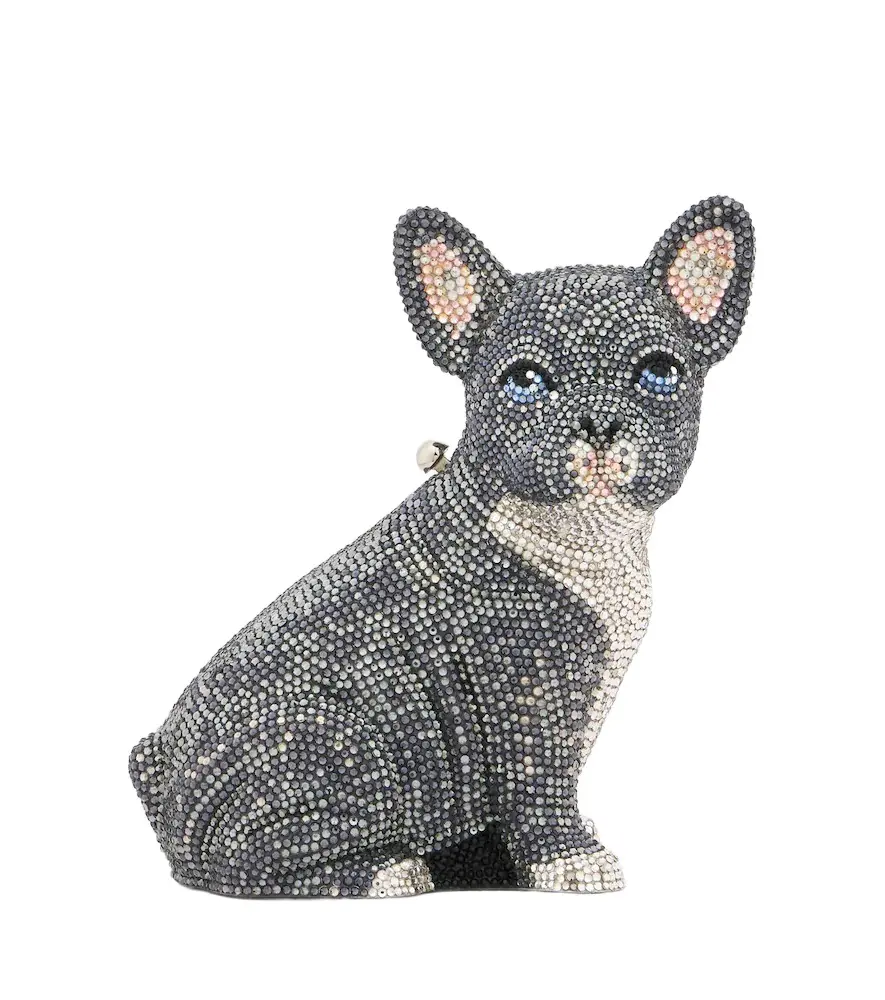Judith Leiber Couture French Bulldog Louie embellished clutch