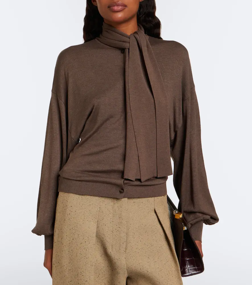 Jacquemus Losange tie-neck silk-blend cardigan | Thumbnail 3 Jacquemus Losange tie-neck silk-blend cardigan | Thumbnail 3