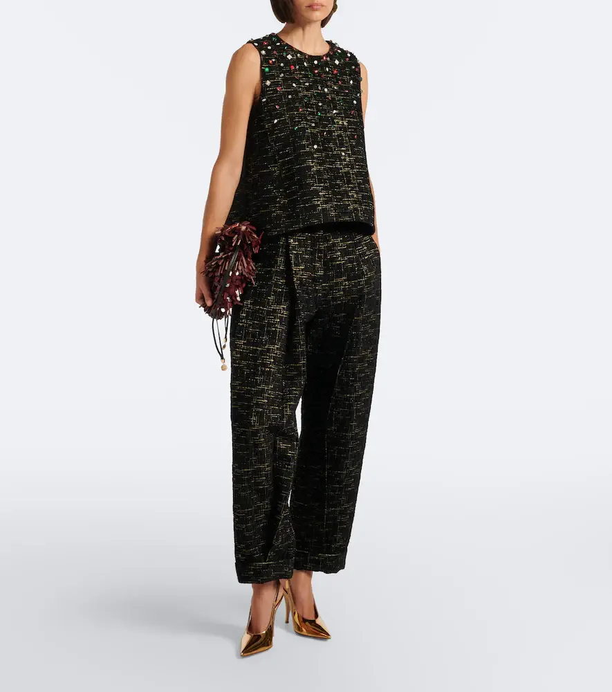 La DoubleJ Pleated bouclé Lurex barrel-leg pants | Thumbnail 4 La DoubleJ Pleated bouclé Lurex barrel-leg pants | Thumbnail 4