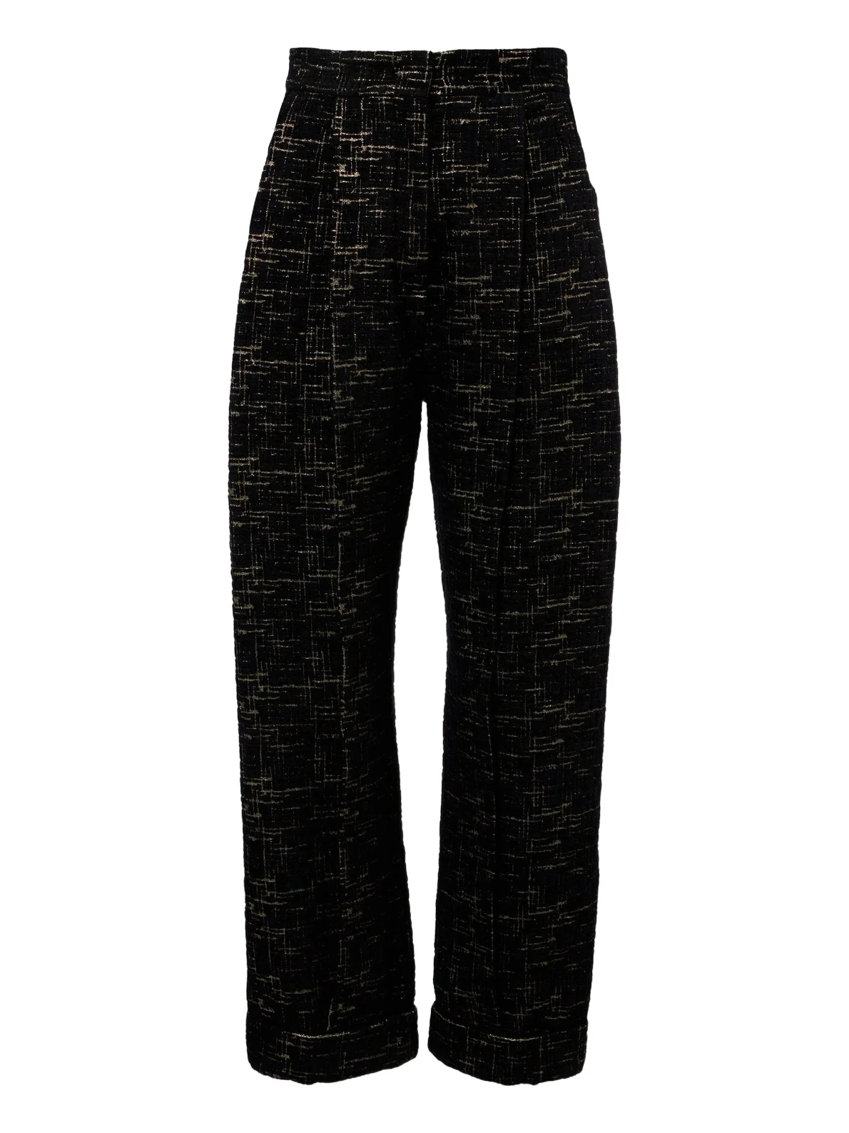 La DoubleJ Pleated bouclé Lurex barrel-leg pants