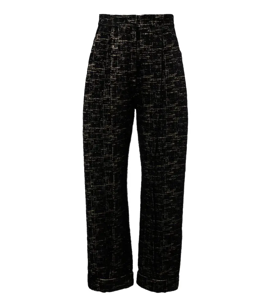 Pleated bouclé Lurex barrel-leg pants Pleated bouclé Lurex barrel-leg pants