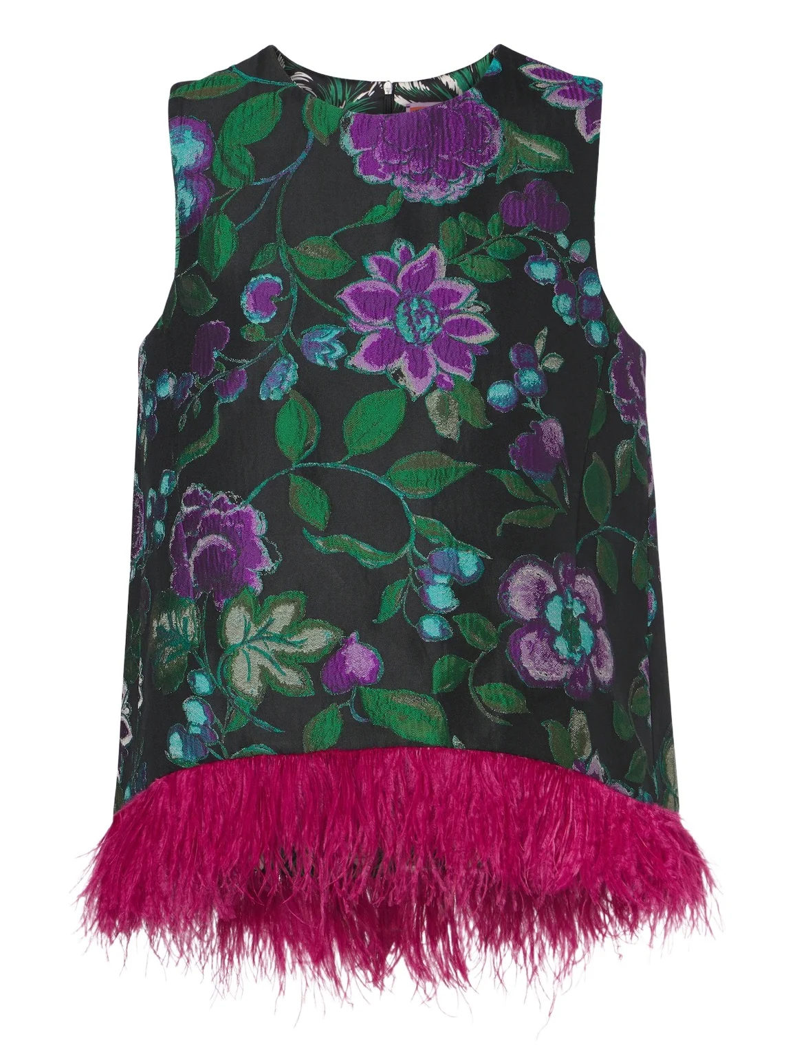 La Scala feather-trimmed jacquard top La Scala feather-trimmed jacquard top