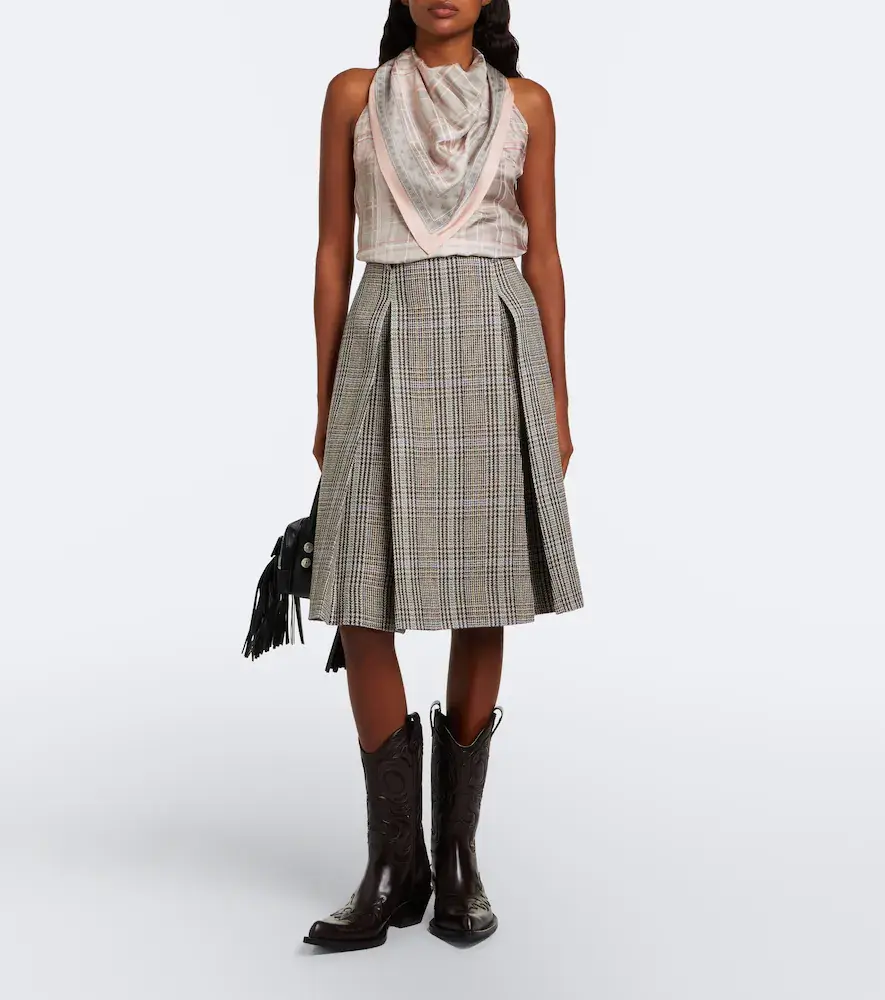 Acne Studios Checked scarf-detail silk top | Thumbnail 2 Acne Studios Checked scarf-detail silk top | Thumbnail 2