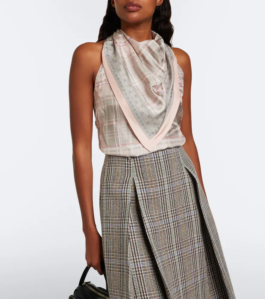 Acne Studios Checked scarf-detail silk top | Thumbnail 3 Acne Studios Checked scarf-detail silk top | Thumbnail 3