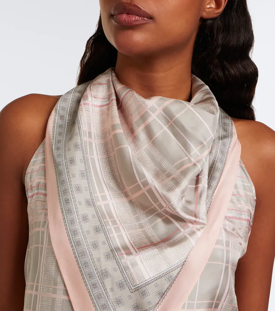 Acne Studios Checked scarf-detail silk top | Thumbnail 5 Acne Studios Checked scarf-detail silk top | Thumbnail 5