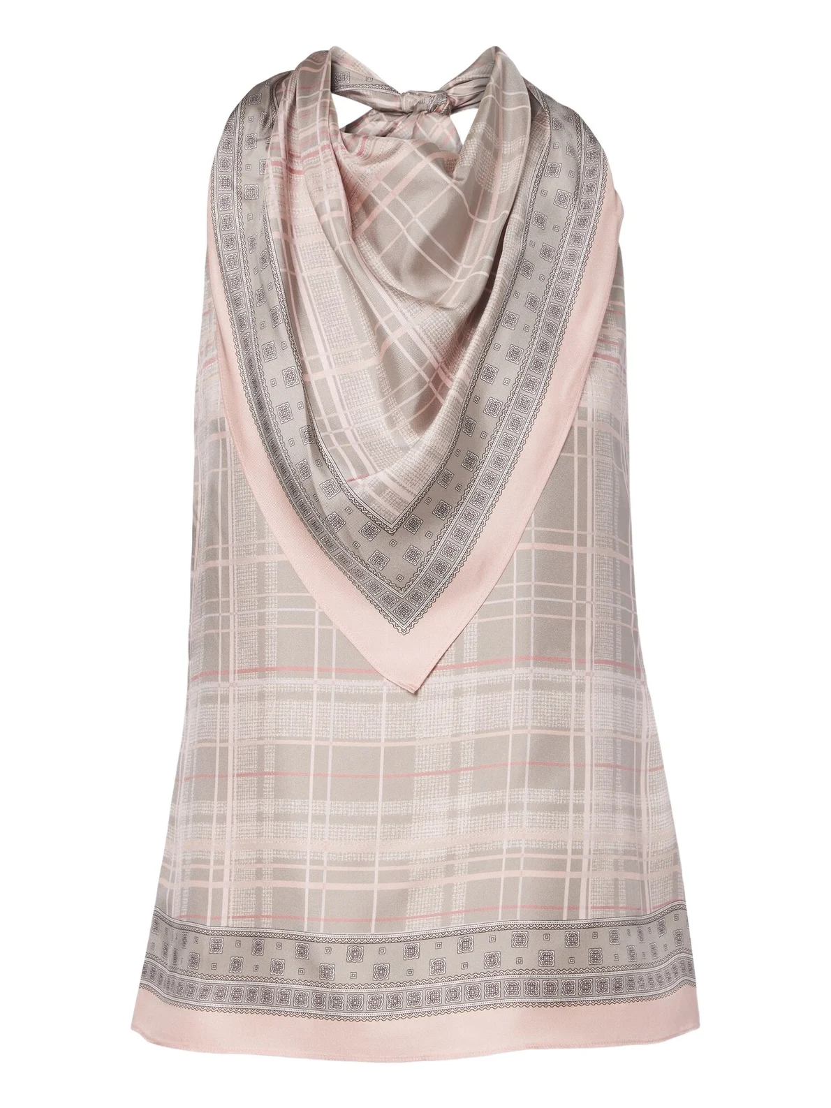 Acne Studios Checked scarf-detail silk top