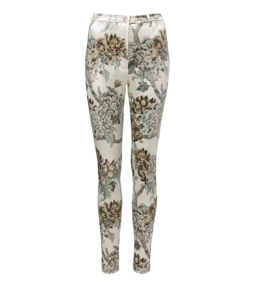 Floral jersey slim pants